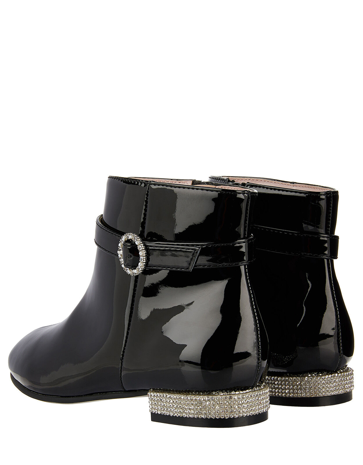 black boots with diamante heel