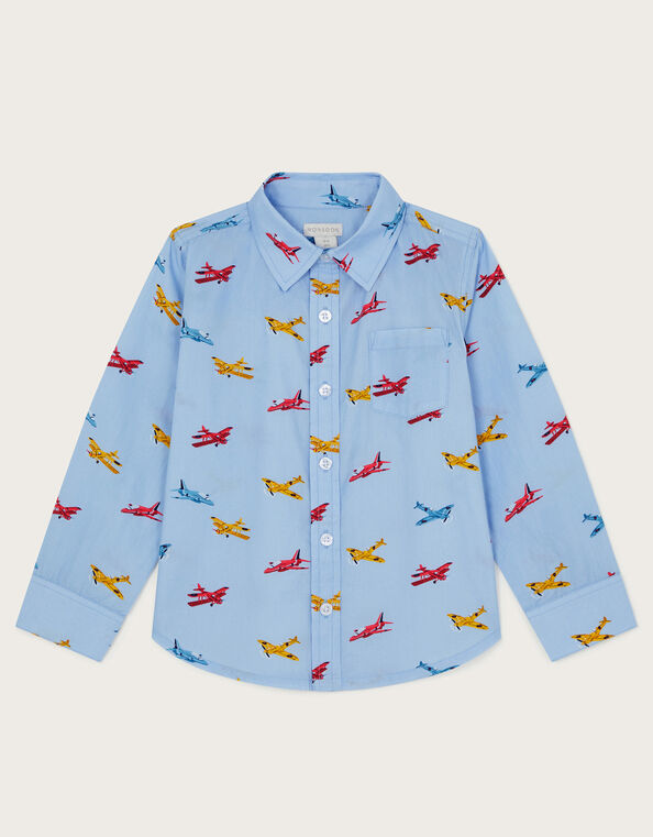 Plane Print Shirt, Blue (BLUE), large