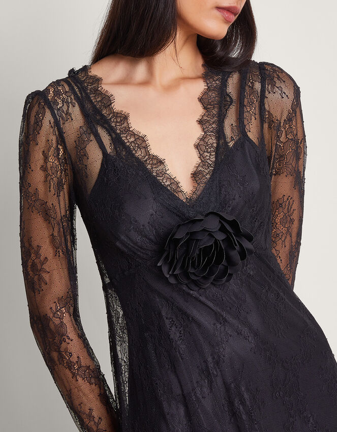 Blakely Lace Corsage Dress, Black (BLACK), large