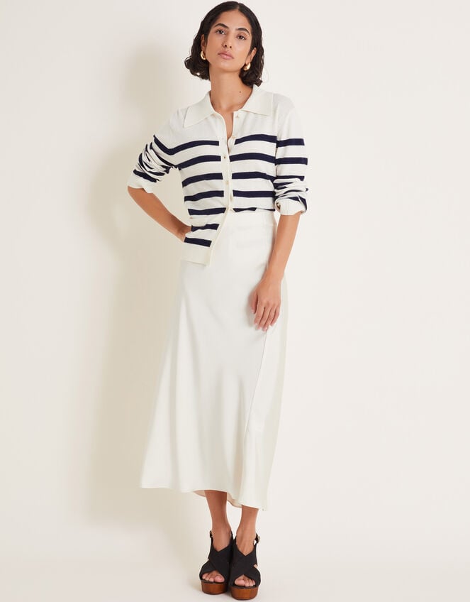 Sybil Collar Stripe Cardigan, Ivory (IVORY), large