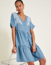 Lace Embroidered Dress, Blue (DENIM BLUE), large