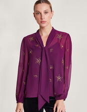 Selena Pussybow Blouse, Purple (PURPLE), large