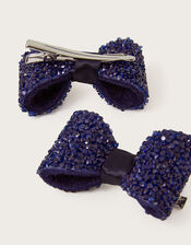 Dazzle Bow Hair Clips Set of Two, , large