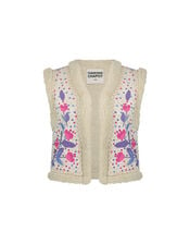 Fabienne Chapot Embroidered Borg Gilet, Pink (PINK), large