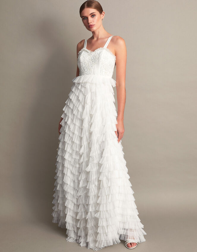 Ellen Ruffle Maxi Bridal Dress, Ivory (IVORY), large