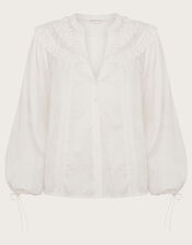 Nyla Scallop Lace Blouse, Ivory (IVORY), large