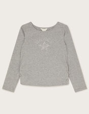 Long Sleeve Dance Top, Grey (GREY), large