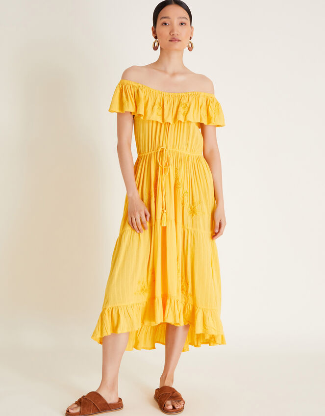 Avani Bardot Dress, Yellow (YELLOW), large