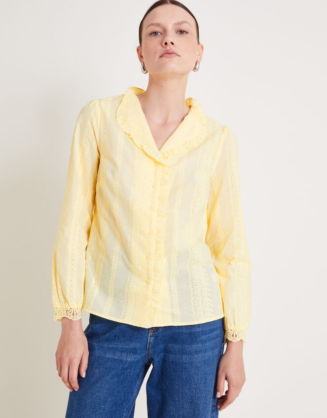 Cora Embroidered Shirt, Yellow (YELLOW), large