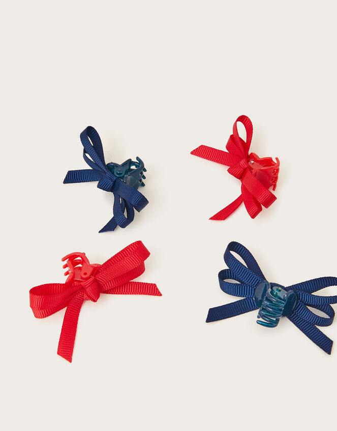 4-Pack Mini School Hair Bow Claw Clips, , large