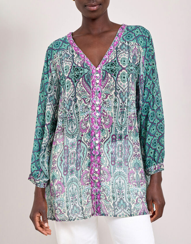 East Paisley Print Blouse, Green (GREEN), large