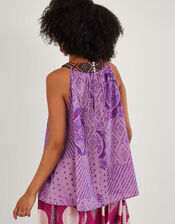 Rabari Embroidered Halter Cami Top, Purple (LILAC), large