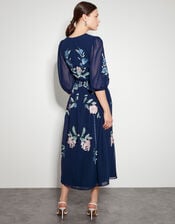 Delilah Embroidered Midi Dress, Blue (NAVY), large