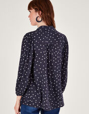 Spot Cutwork Blouse, Blue (NAVY), large