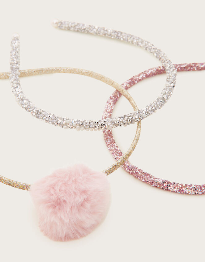 Glitter Faux Fur Headbands Set of Three, , large