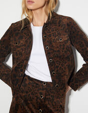 Aida Leopard Print  Jacket, Brown (BROWN), large