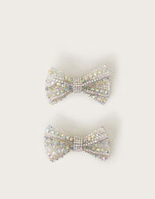 2-Pack Diamante Bow Hair Clips, , large