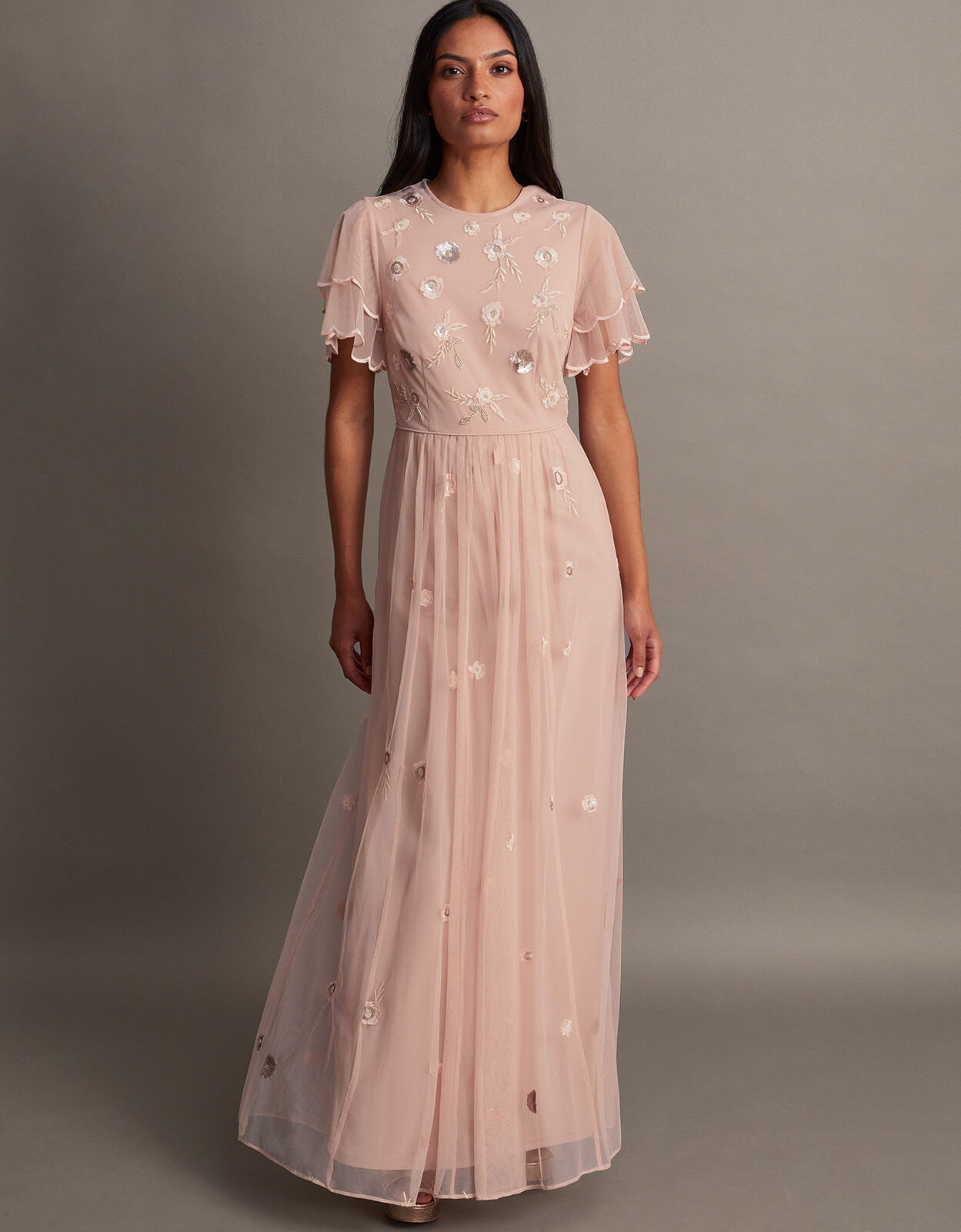 Catherine Embellished Maxi Dress with Recycled Polyester Pink