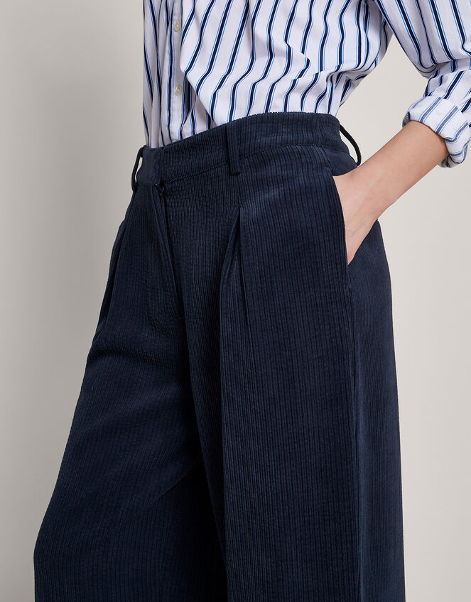 Serena Wide Leg Cord Pants, Blue (NAVY), large