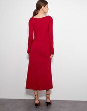 Sal Slash Knit Dress, Red (RED), large