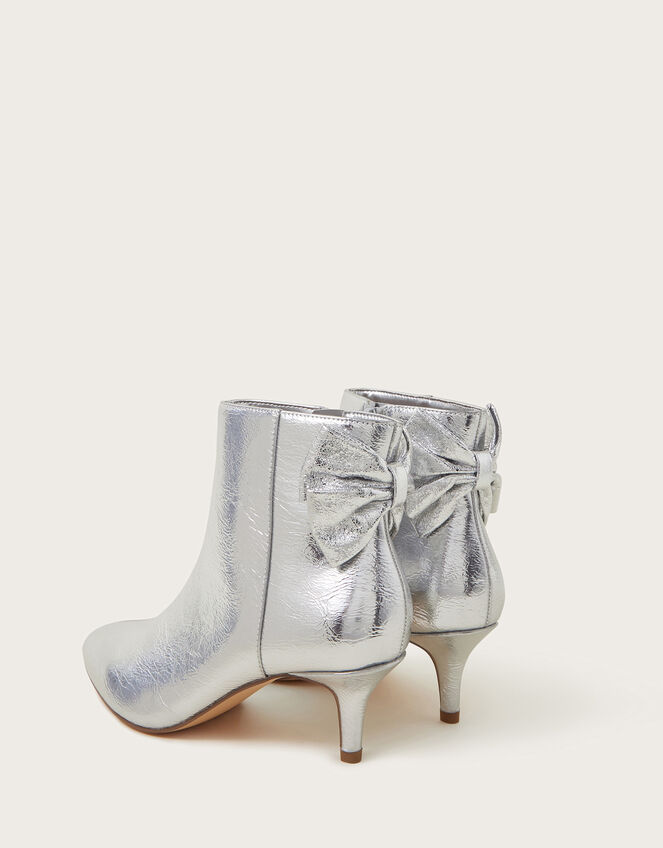 Evie Kitten Heel Bow Boots, Silver (SILVER), large