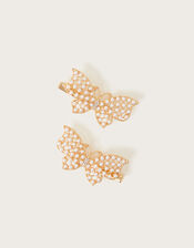 Pearly Butterfly Hair Clips Set of Two , , large