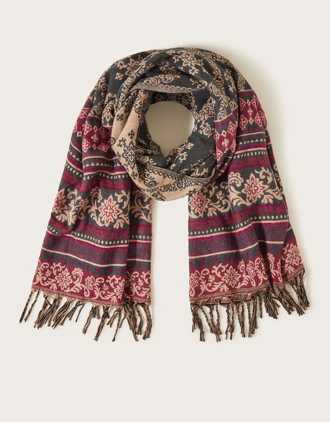 Border Jacquard Scarf, , large