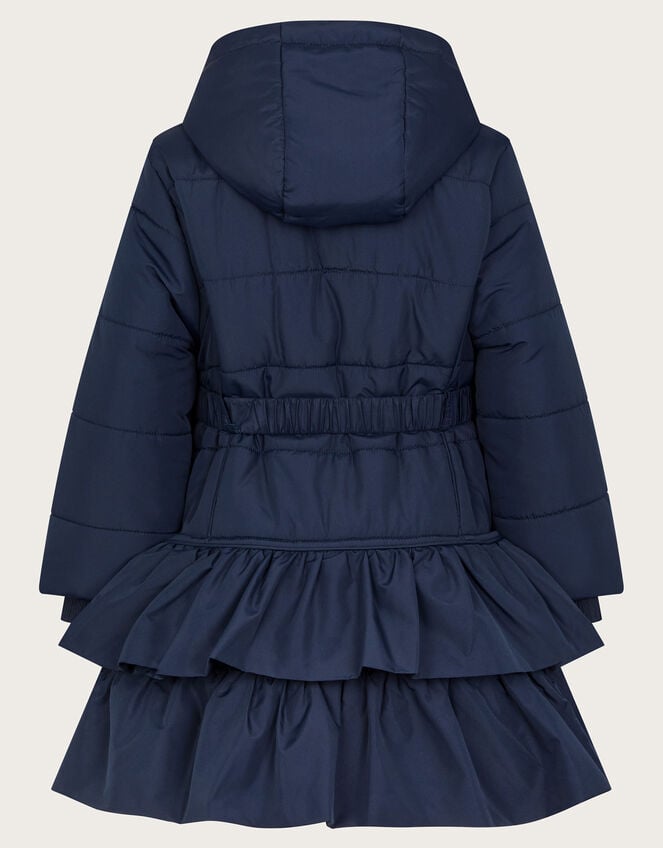 Belted Ruffle Coat, Blue (NAVY), large