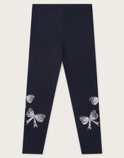 Sequin Bow Leggings, Blue (NAVY), large