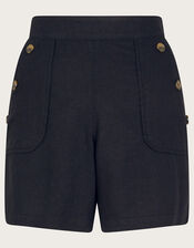 Harper Relaxed Linen Blend Shorts, Black (BLACK), large