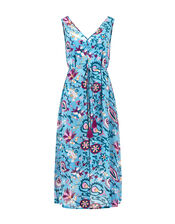 East Paisley Sleeveless Dress, Blue (BLUE), large