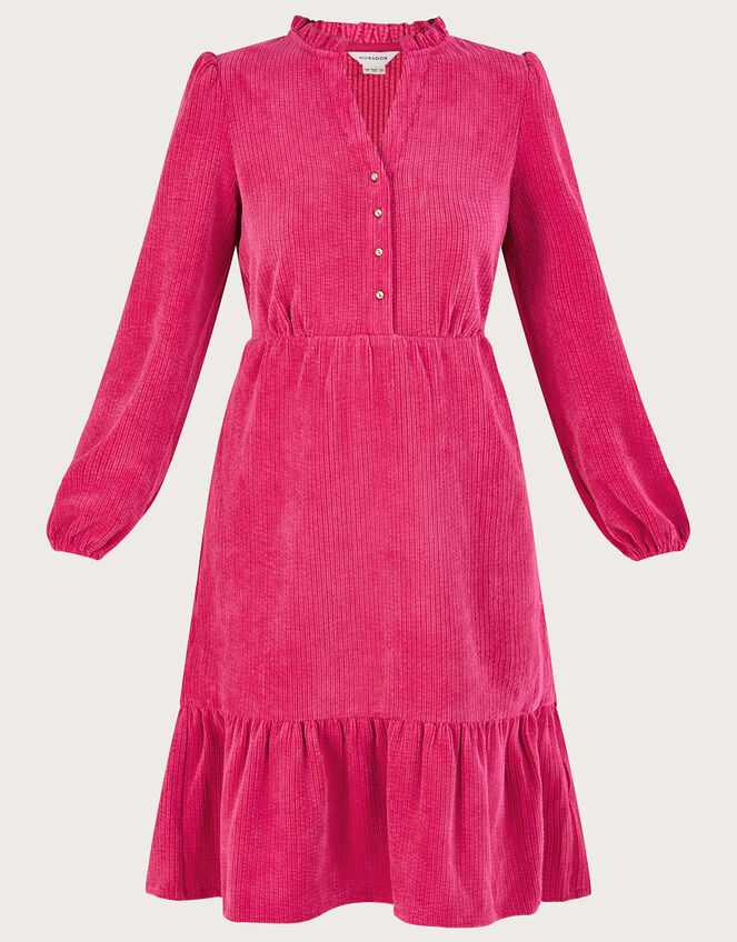 Cord Buttoned Dress, Pink (PINK), large