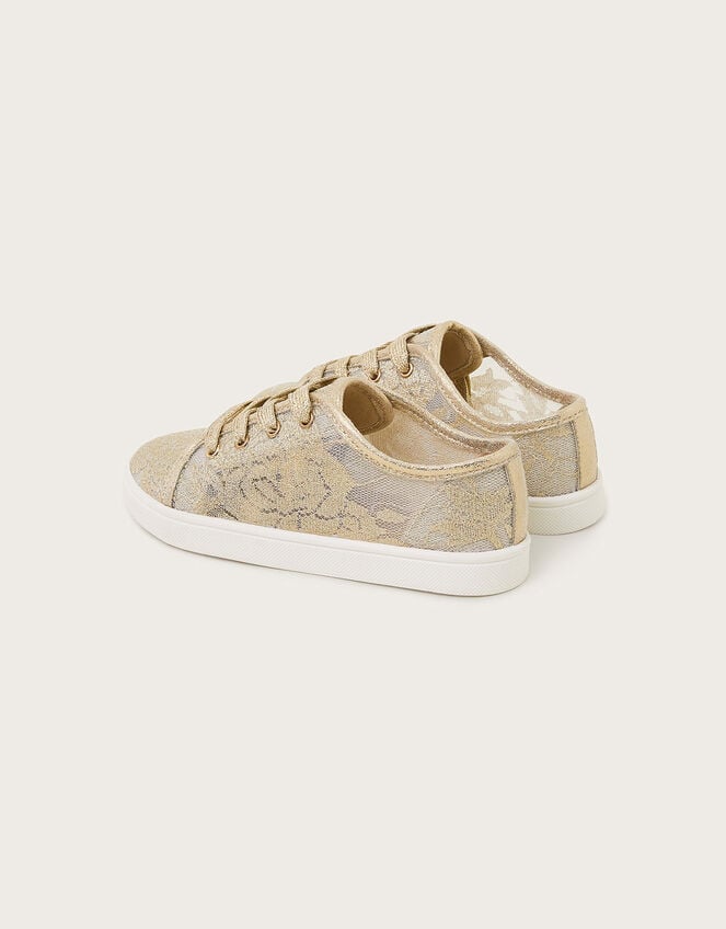 Sparkle Lace Sneakers, Gold (GOLD), large