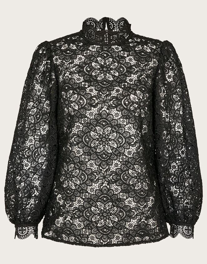 Lilly Lace Blouse, Black (BLACK), large