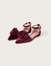 Satin Corsage Flat Shoe, Red (BURGUNDY), large