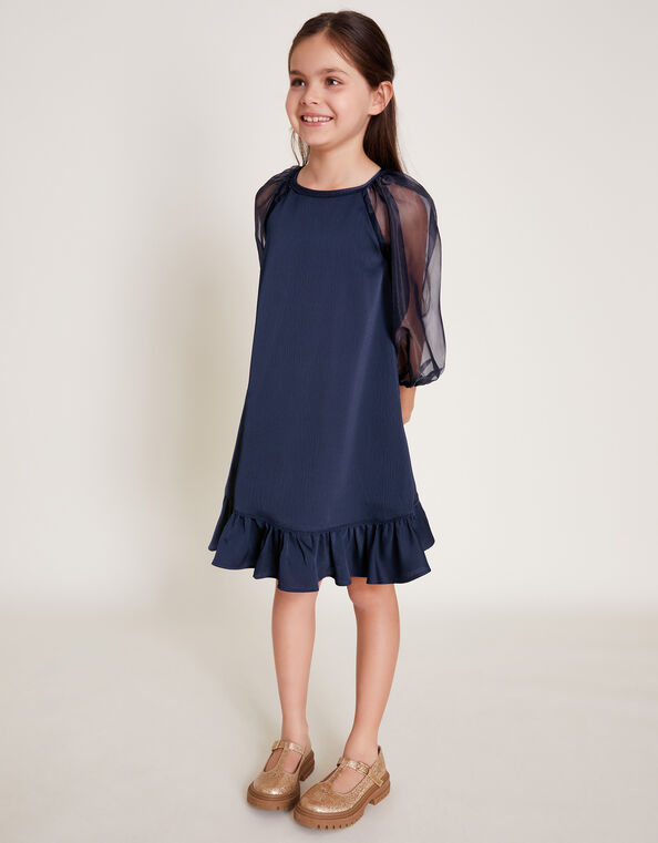 Louisietta Satin Dress, Blue (NAVY), large