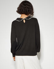 Clara Collar Sweater, Black (BLACK), large