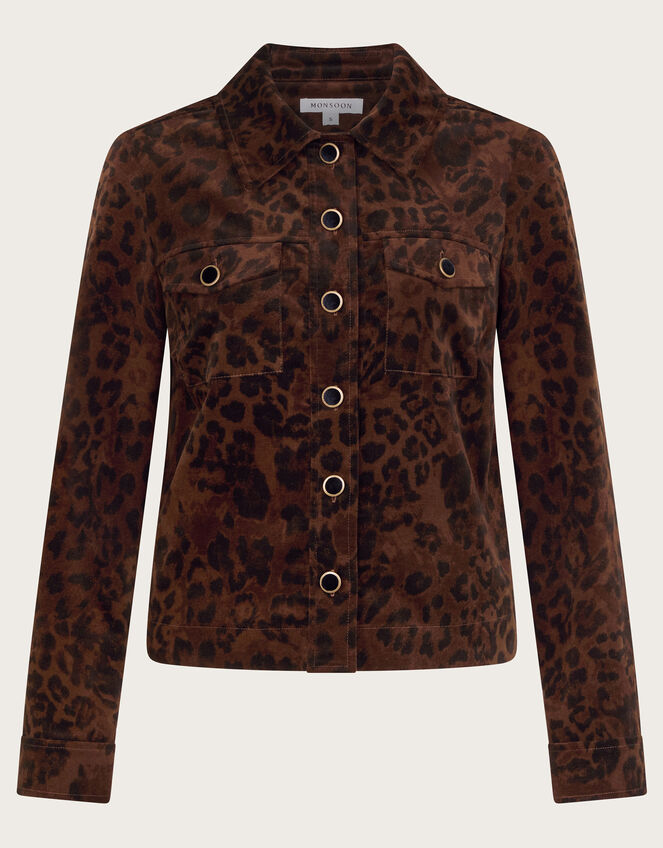 Aida Leopard Print  Jacket, Brown (BROWN), large