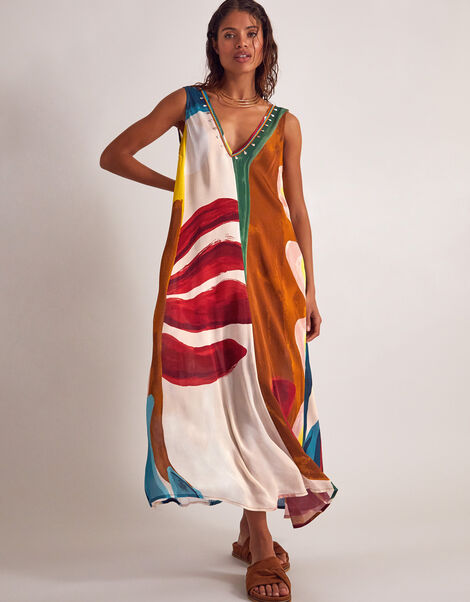 Ivy Print Maxi Dress, Brown (BROWN), large