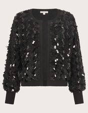 Sienna Sequin Cardigan, Black (BLACK), large