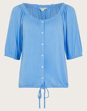 Bora Button Jersey Top, Blue (BLUE), large