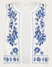 Ola Embroidered Waistcoat, White (WHITE), large