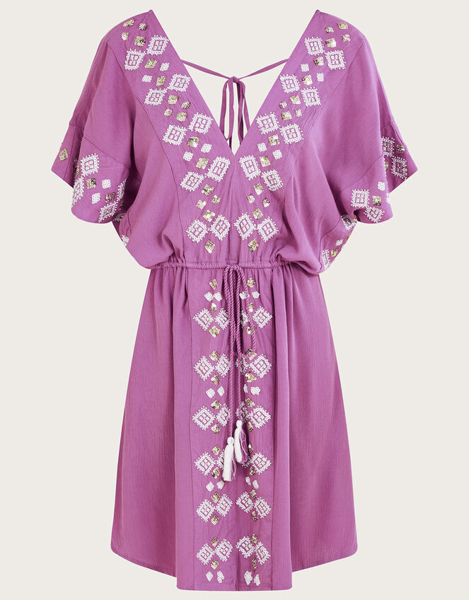 Embellished V-Neck Kaftan, Purple (LILAC), large