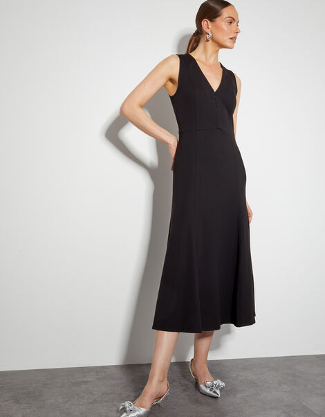 Polly Ponte Midi Dress, Black (BLACK), large