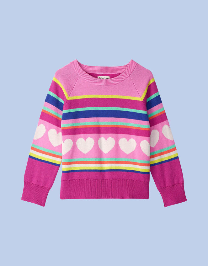 Hatley Heart Stripe Jumper, Pink (PINK), large