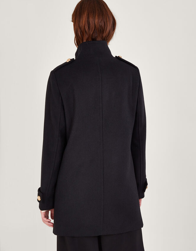 Phoebe Double Breasted Pea Coat, Black (BLACK), large