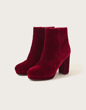 Velvet Platform Boots, Red (RED), large