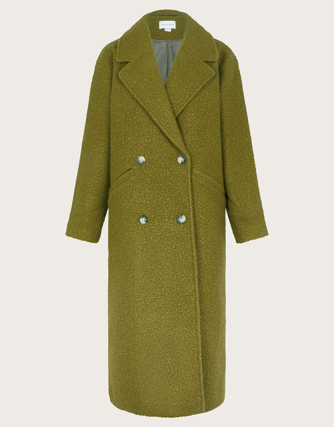 Ophelia Double-Breasted Boucle Coat, Green (OLIVE), large