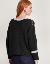 Mandy Monochrome Cardigan , Black (BLACK), large