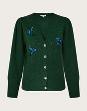 Beau Bird Embellished Cardigan, Green (GREEN), large